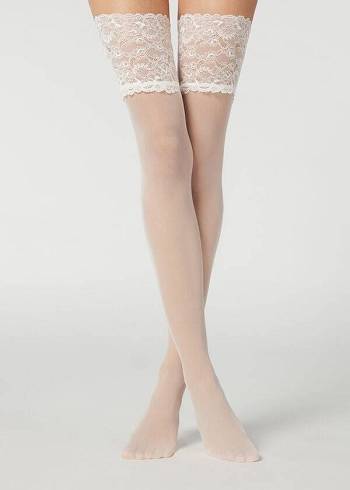 Ciorapi Calzedonia 20 Denier Opaque Thigh-Highs Dama Albi | RO1240XF