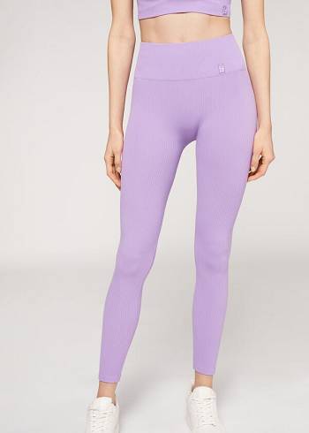 Colanti Calzedonia Fine Cu Nervuri Seamless Sport Dama Violet | RO2650UT