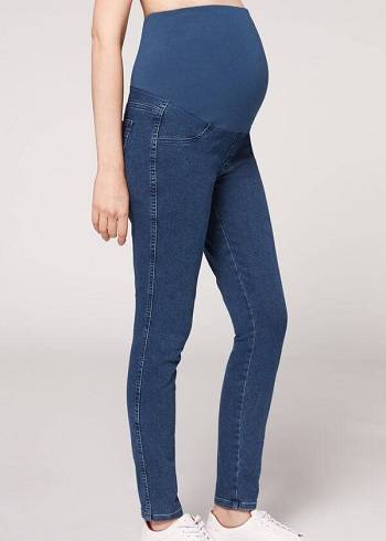 Colanti Calzedonia Maternity Jean Sport Dama Albastri | RO2749TV