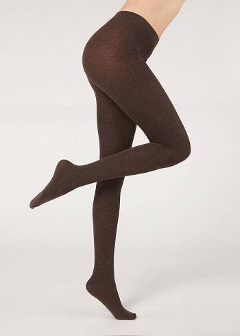 Colanti Calzedonia Soft Modal and Cashmere Blend Opaque Dama Maro | RO1065WY