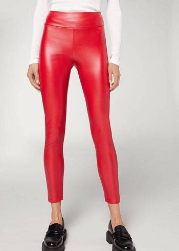 Colanti Calzedonia Thermal Piele Effect Dama Rosii | RO2699AP