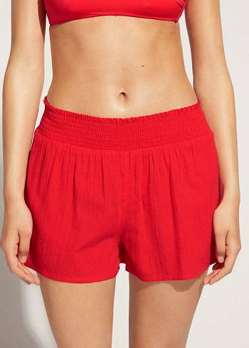 Cover Ups Calzedonia Bumbac Shorts Dama Rosii | RO2122LH