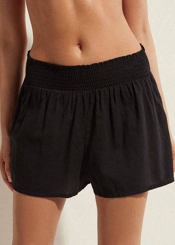 Cover Ups Calzedonia Bumbac Shorts Dama Negrii | RO2125CE