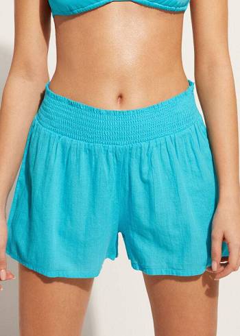 Cover Ups Calzedonia Bumbac Shorts Dama Turcoaz Verzi | RO2127BC