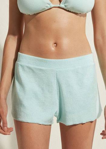 Cover Ups Calzedonia Terrycloth Shorts Dama Albastri | RO2149ZG