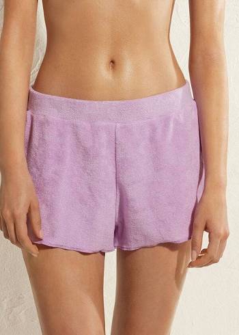 Cover Ups Calzedonia Terrycloth Shorts Dama Violet | RO2152VD