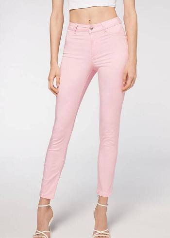 Pantaloni Calzedonia Eco Light Push Up Denim Dama Roz | RO2727QZ