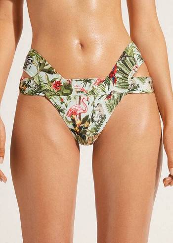 Pantaloni De Bikini Calzedonia Brazilian Bandeau Nairobi Eco Dama Verzi | RO1305IS