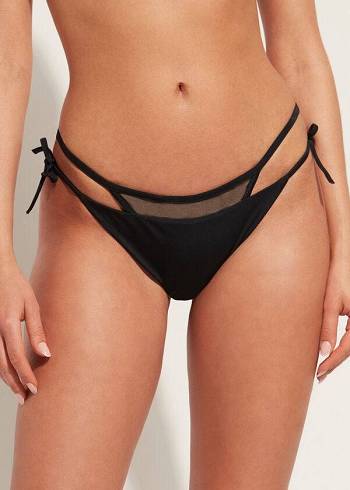 Pantaloni De Bikini Calzedonia Brazilian String Tokyo Dama Negrii | RO1342LH