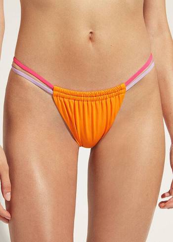 Pantaloni De Bikini Calzedonia Brazilian String Tokyo Eco Dama Portocalii | RO1345CE