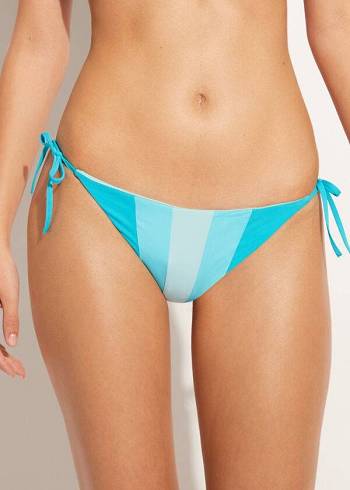 Pantaloni De Bikini Calzedonia Color Block String Azzorre Dama Turcoaz Verzi | RO1371CE