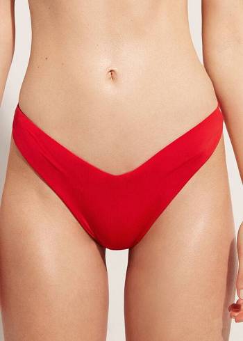 Pantaloni De Bikini Calzedonia High Cut Brazilian Indonesia Eco Dama Rosii | RO1391HK