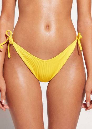 Pantaloni De Bikini Calzedonia High Cut V-shaped Brazilian New York Dama Galbeni | RO1400NB