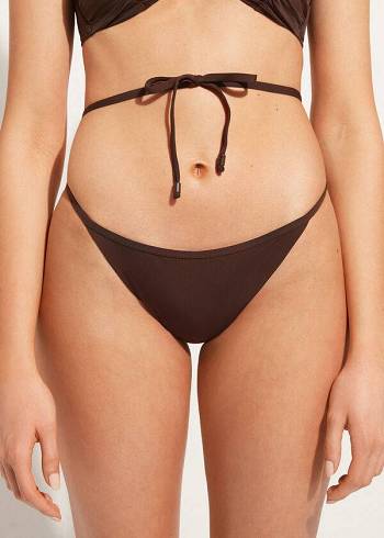 Pantaloni De Bikini Calzedonia High-Cut Brazilian Islamorada Dama Cafe Maro | RO1440DN