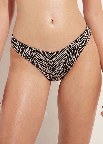 Pantaloni De Bikini Calzedonia High-Cut Brazilian Nairobi Dama Negrii | RO1449CE