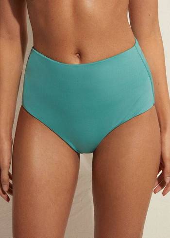 Pantaloni De Bikini Calzedonia High Shaper Talie Indonesia Eco Dama Turcoaz | RO1402QZ