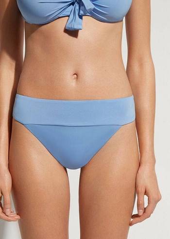 Pantaloni De Bikini Calzedonia High Talie Brazilian Indonesia Eco Dama Albastri | RO1418JJ