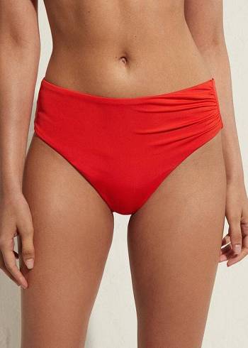 Pantaloni De Bikini Calzedonia High Talie Indonesia Eco Dama Rosii | RO1425BC