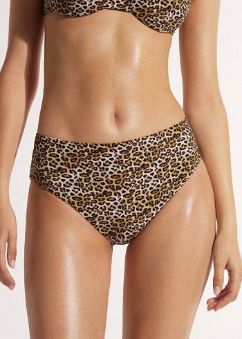 Pantaloni De Bikini Calzedonia High Talie Malindi Dama Maro | RO1435IS