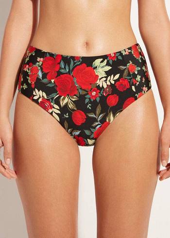 Pantaloni De Bikini Calzedonia High Talie Reversible Nizza Dama Roz | RO1437PQ