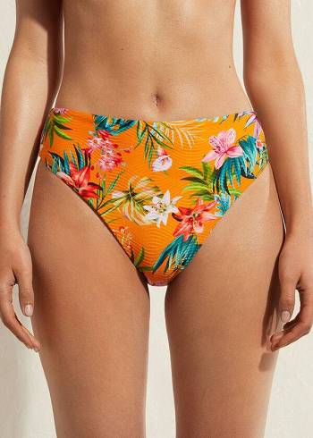 Pantaloni De Bikini Calzedonia High Talie Rio Eco Dama Portocalii | RO1438AP