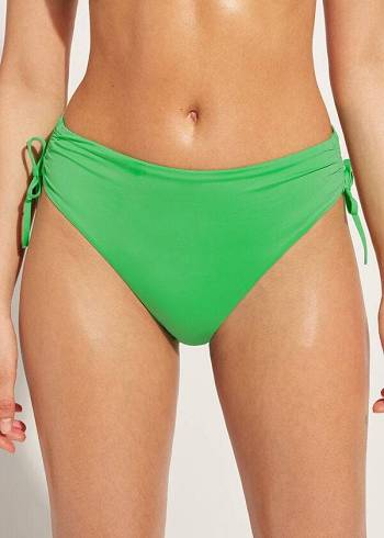 Pantaloni De Bikini Calzedonia High-Talie Drawstring Indonesia Dama Verzi | RO1456EX