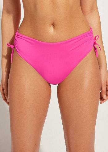 Pantaloni De Bikini Calzedonia High-Talie Drawstring Indonesia Dama Roz | RO1457RW