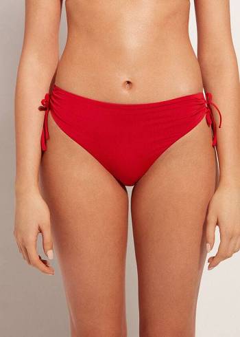 Pantaloni De Bikini Calzedonia High-Talie Drawstring Indonesia Dama Rosii | RO1459YU