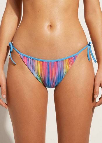 Pantaloni De Bikini Calzedonia Plisat String Maiorca Dama Colorati | RO1511YU