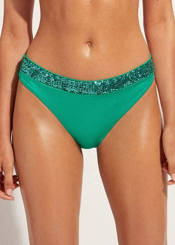 Pantaloni De Bikini Calzedonia Sequined Cannes Dama Verzi | RO1536TV