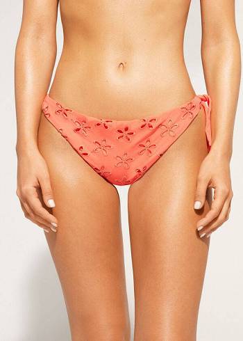 Pantaloni De Bikini Calzedonia Side Tie Brazilian Corfù Dama Corai Portocalii | RO1558QZ