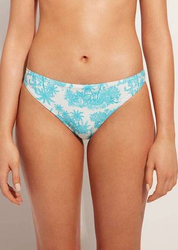 Pantaloni De Bikini Calzedonia Sorrento Dama Albastri | RO1575KI