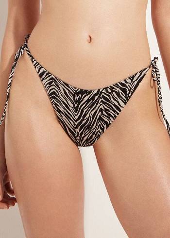 Pantaloni De Bikini Calzedonia Tanga Zebra Nairobi Dama Negrii | RO1641YU