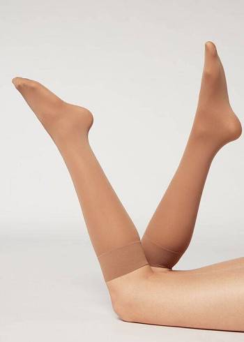 Sosete Calzedonia 30 Denier Semi Opaque Microfiber Knee-Highs Long Dama Bej | RO2231BC