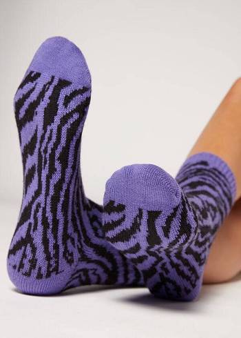 Sosete Calzedonia Animal Print Cashmere Scurte Dama Violet | RO2331XF