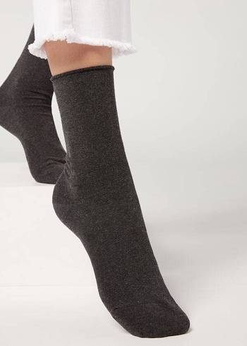 Sosete Calzedonia Ankle with Cashmere Scurte Dama Gri Negrii | RO2344IS