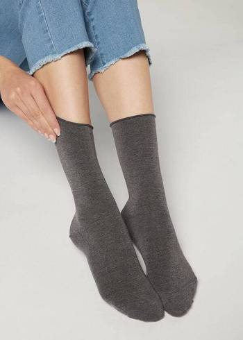 Sosete Calzedonia Ankle with Cashmere Scurte Dama Gri | RO2346YU