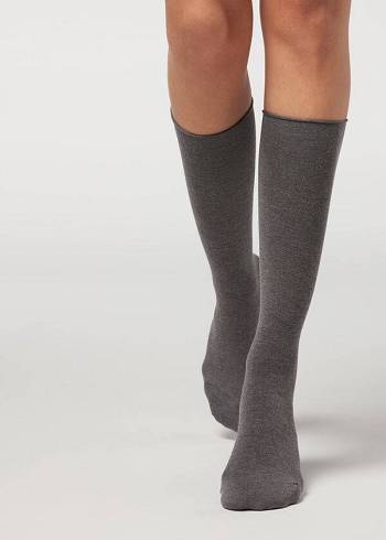 Sosete Calzedonia Cashmere Blend 3/4 Long Dama Gri | RO2238TV