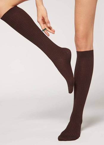 Sosete Calzedonia Long Cu Nervuri Cashmere Dama Maro | RO2245SO