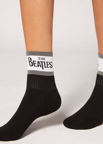 Sosete Calzedonia The Beatles Logo Scurte Dama Negrii | RO2550PQ