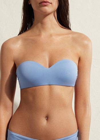 Topuri De Bikini Calzedonia Căptușită Bandeau Indonesia Eco Dama Albastri | RO1794EX