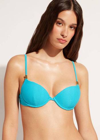 Topuri De Bikini Calzedonia Căptușită Push-Up Casablanca Dama Turcoaz | RO1849YU