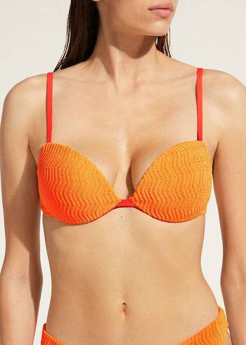 Topuri De Bikini Calzedonia Căptușită Push-Up Mykonos Dama Portocalii | RO1868NB