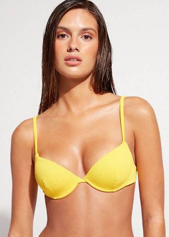 Topuri De Bikini Calzedonia Căptușită Push-up New York Dama Galbeni | RO1873RW