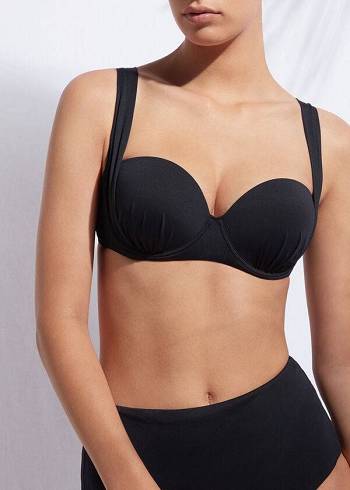 Topuri De Bikini Calzedonia Indonesia Push-Up Bandeau Dama Negrii | RO1775PQ