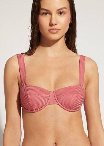 Topuri De Bikini Calzedonia Push-Up Bandeau Biarritz Dama Maro | RO1953YU