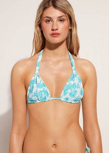 Topuri De Bikini Calzedonia Triangle String Sorrento Dama Albastri | RO2059IS