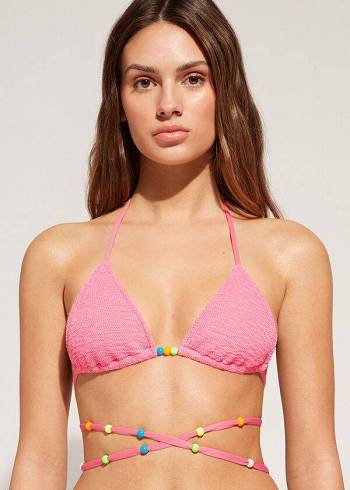 Topuri De Bikini Calzedonia Triangle String Tie San Diego Dama Roz | RO2062AP