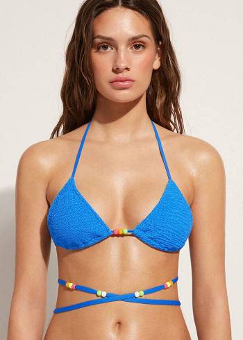 Topuri De Bikini Calzedonia Triangle String Tie San Diego Dama Albastri | RO2063SO