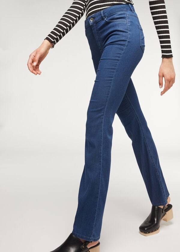 Blugi Calzedonia Eco Light Flared Denim Dama Bleumarin | RO2577OR